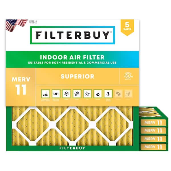 17.25 in. x 17.25 in. x 1 in. MERV 11 (FPR 7) Allergen Defense Pleated HVAC AC Furnace Air Filters Replacement (5-Pack)