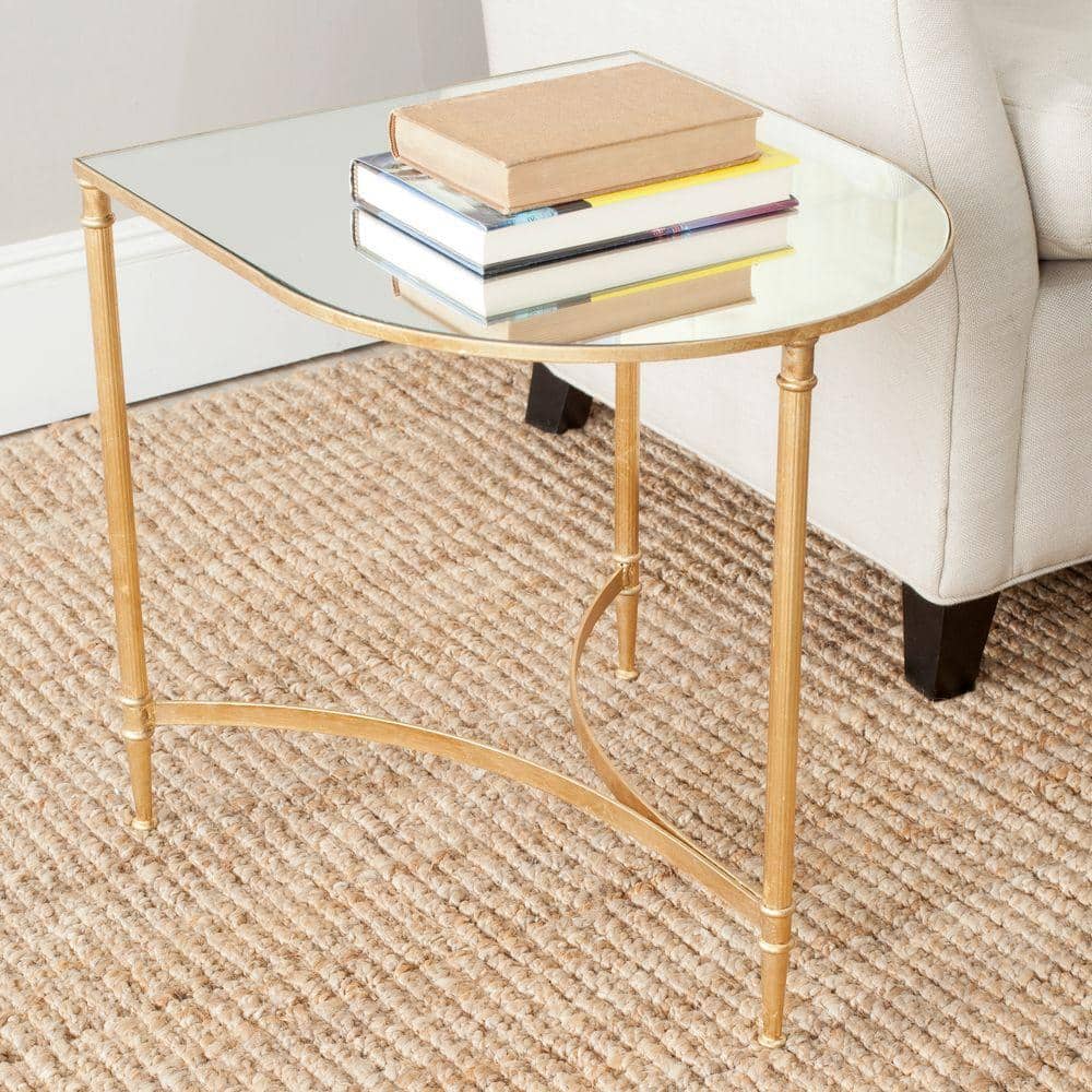 Nevin Gold Mirrored Curved Accent Table