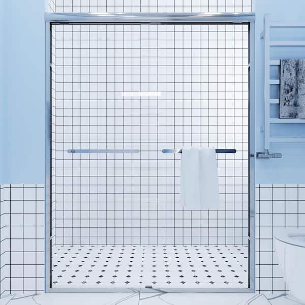 50 in. - 54 in. W x 72 in. H Sliding Framed Shower Door in Chrome with Clear Glass