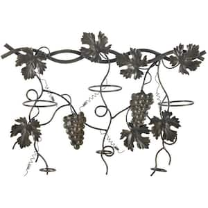 3-Bottle Black Metal Wall Hanging Wine Rack