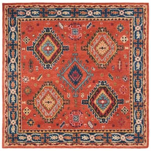 Heritage Rust/Navy 6 ft. x 6 ft. Square Border Area Rug