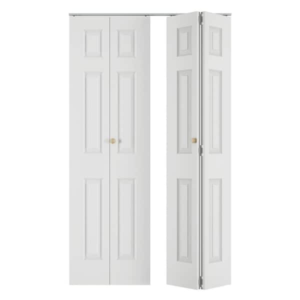 48 in. x 78.4 in. 3-Panel Hollow Core White Primed Molded Composite MDF Closet Bi-fold Door with Hardware Kit