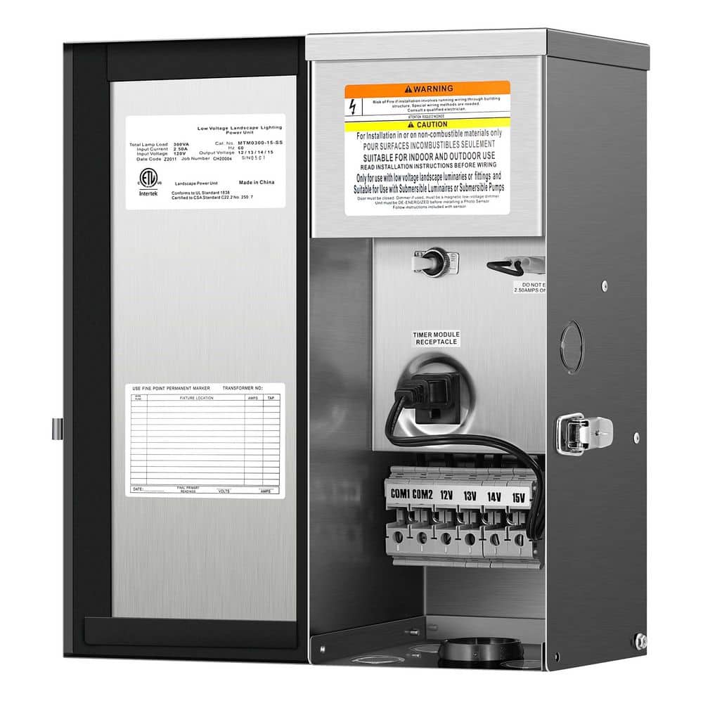 Outdoor Low Voltage Transformer 300W Multi-Tap Stainless Steel Waterproof for Landscape Lighting Pathway Timer Sensor price history on PriceWatchPro