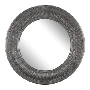 45.3 in. x 45.3 in. Classic Round Framed Gray Accent Mirror