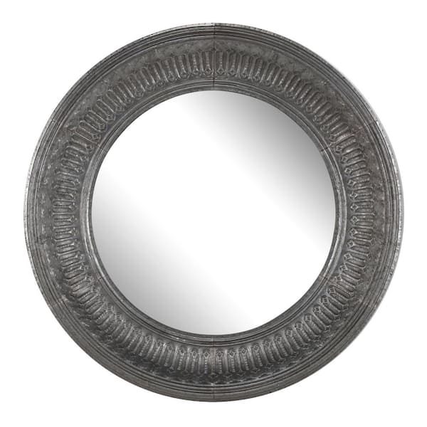 A & B Home 45.3 in. x 45.3 in. Classic Round Framed Gray Accent Mirror