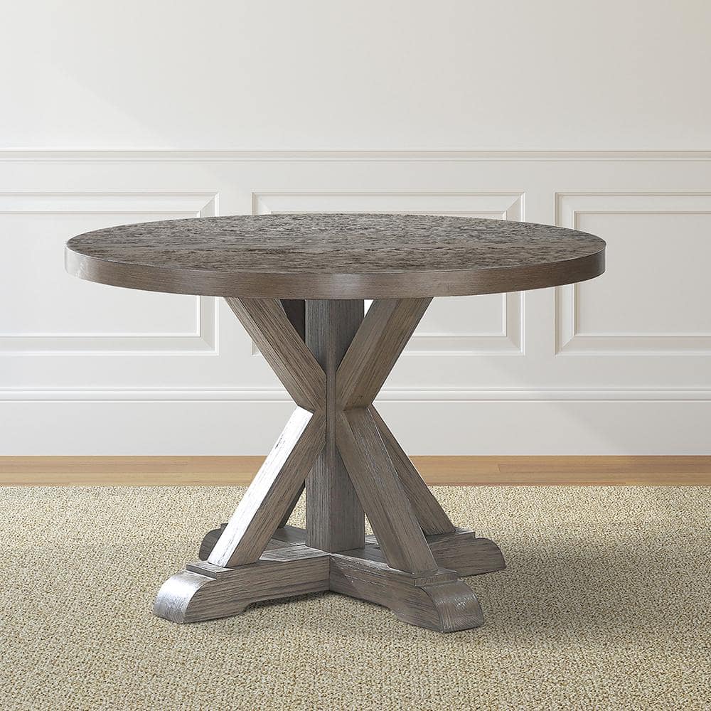 48" Contemporary Transitional Round Dining Table in Washed Gray