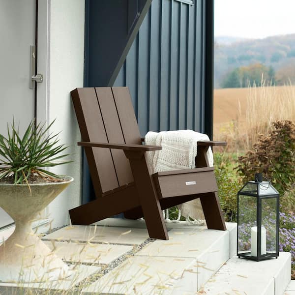 Highwood Italica Modern Recycled Plastic Weathered Acorn Adirondack Chair (Set of 1)