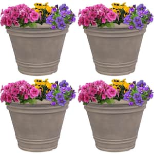 Franklin 20 in. Beige Outdoor Resin Flower Pot Planter (4-Pack)