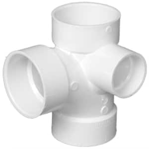 3 in. x 3 in. x 3 in. x 2 in. DWV PVC Sanitary Tee with Right Inlet