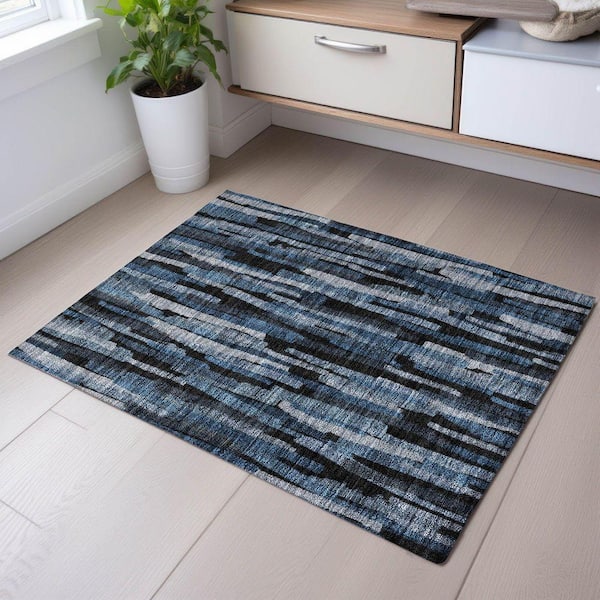 Mayfield Premium Machine Washable Abstract AMF1079 Blue 2 ft. x 3 ft. Area Rug