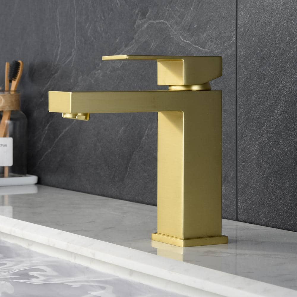 Brushed Gold Single Handle Modern Bathroom Faucet
