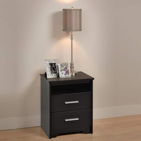 Prepac Coal Harbor 2-Drawer Black Nightstand