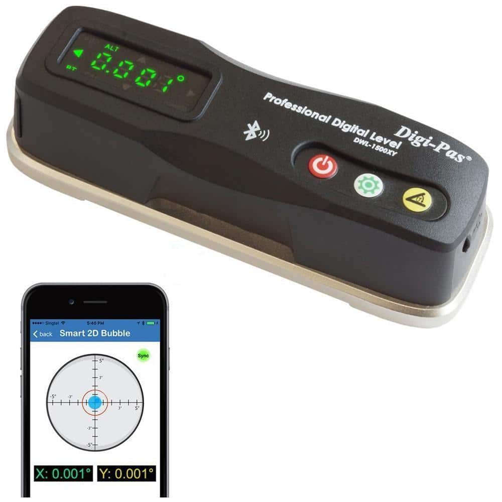 Digi-Pas 2-01501-99 2-Axis Smart Bluetooth DWL1500XY Digital Machinist Level - 0.02 mm