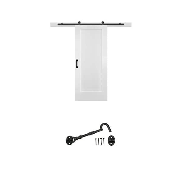 36 in. x 84 in. Lincoln Park Barn Door Slab with Hardware Kit and 6 in. Black Hook and Eye Combo