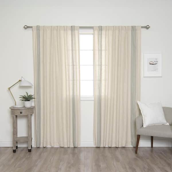 Best Home Fashion Spa Linen Rod Pocket Room Darkening Curtain - 52 in. W x 84 in. L (Set of 2)