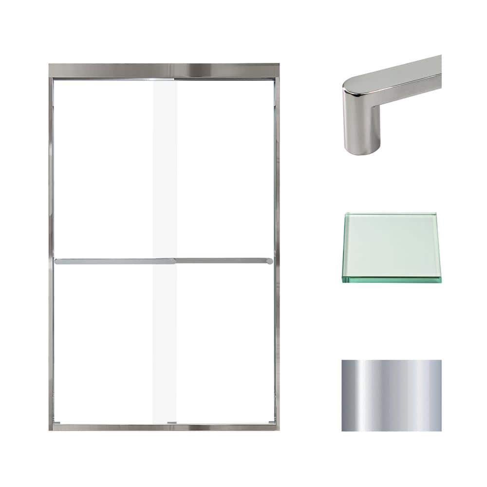 Frederick 47" Polished Chrome Semi-Frameless Sliding Shower Door