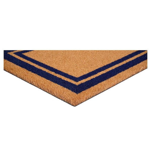 Dark Blue Border Monogram Door Mat 24 in. x 36 in. (Letter L)