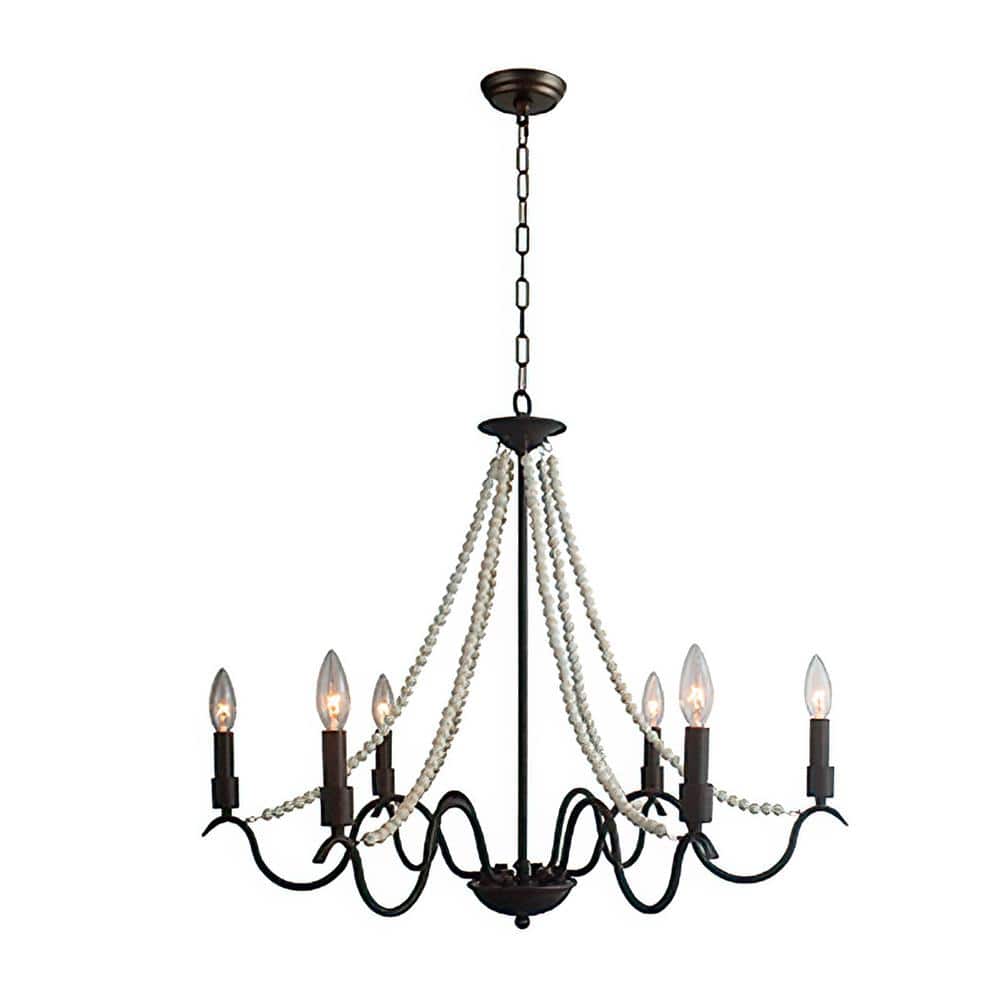 6-Light Rustic Candlestick Chandelier