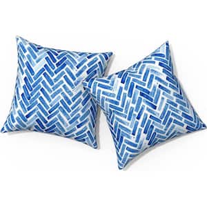 Outdoor Throw Pillows for 18 in. x 18 in., Square Pillows with Inserts, Pack of 2, Blue