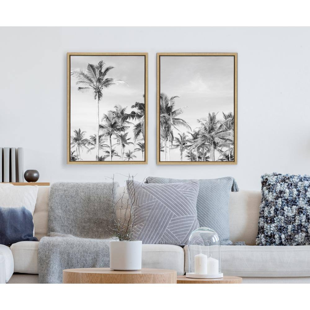 Coastal Coconut Palm Tree Black and White Canvas Art Set