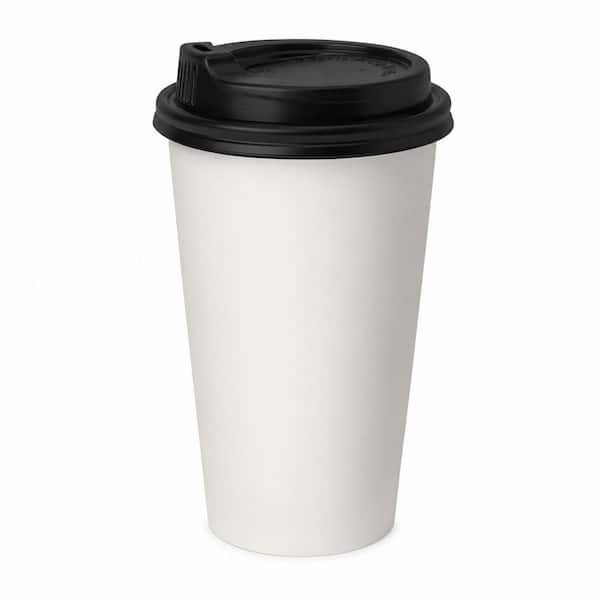 100 Pack 16 oz Disposable Paper Coffee Cups with Leak-Proof Lids for Hot and Cold Beverages