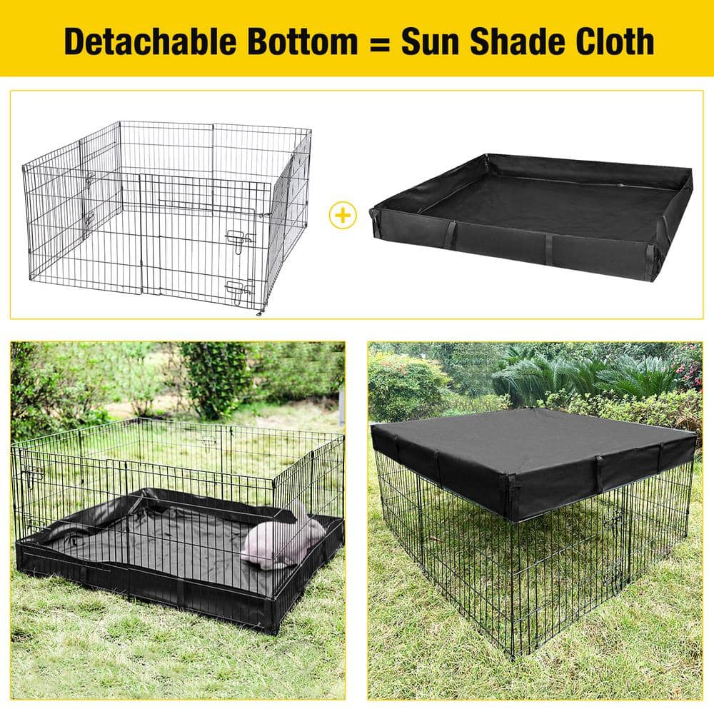 Black Metal Portable Small Pet Playpen with Waterproof Floor