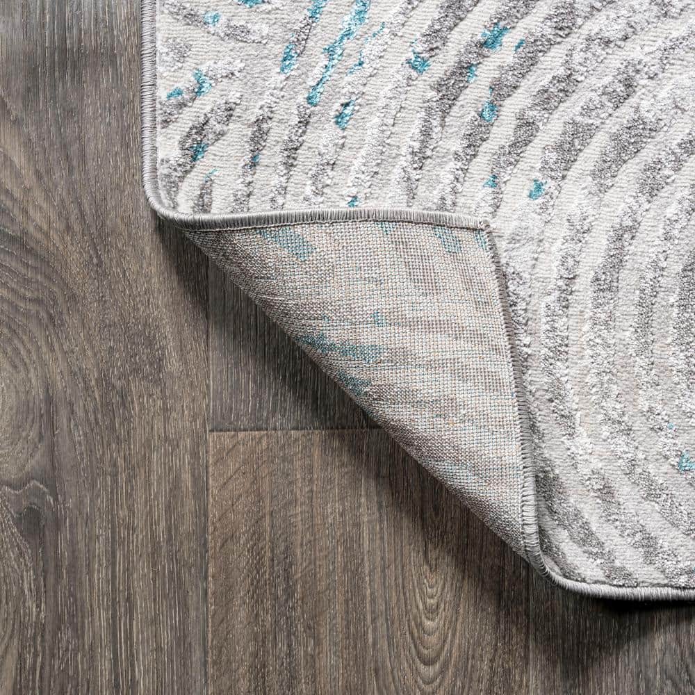 Coastal Abstract Weathered Gray Synthetic Area Rug