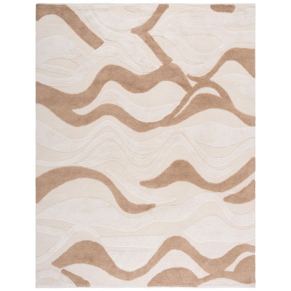 Vermont 8 ft. x 10 ft. Ivory/Beige High-Low Wavy Area Rug