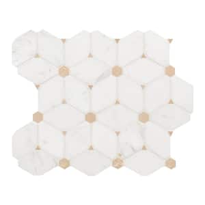 Cecily Creme Cream and White Pattern 11 in. x 12 in. Polished Marble Mosaic Floor and Wall Tile (9.5 sq. ft./Case)