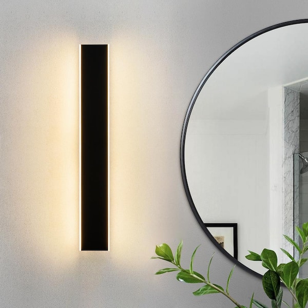 LLHZSY 23.6 in. 1-Light Matte Black Dimmable Integrated LED Indoor Wall Sconce Bathroom Vanity Light Bar