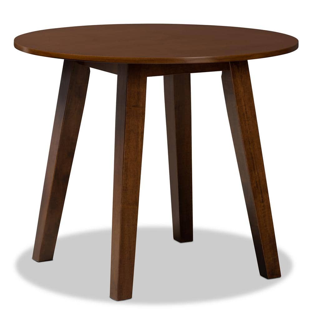 Walnut Brown Finished Wood 5-Piece Dining Set with Geometric Cut Out Chairs