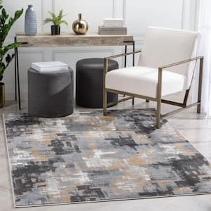 Verity Lilith Grey 3 ft. 11 in. x 5 ft. 3 in. Modern Abstract Area Rug