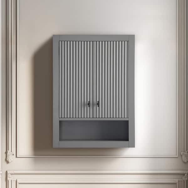 Vanity Art 24 in. W x 8 in. D x 33 in. H Bathroom Storage Wall Cabinet in Linear Gray/MB