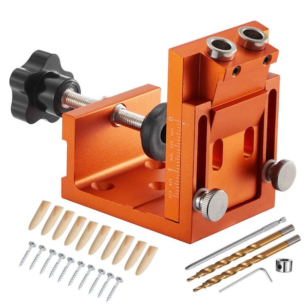 Pocket Hole Jig Kit, Jig Pocket Hole System with Step Drill, Hex Wrench, Stop Ring etc., Metal Frame, 0.47 to 1.89 in.