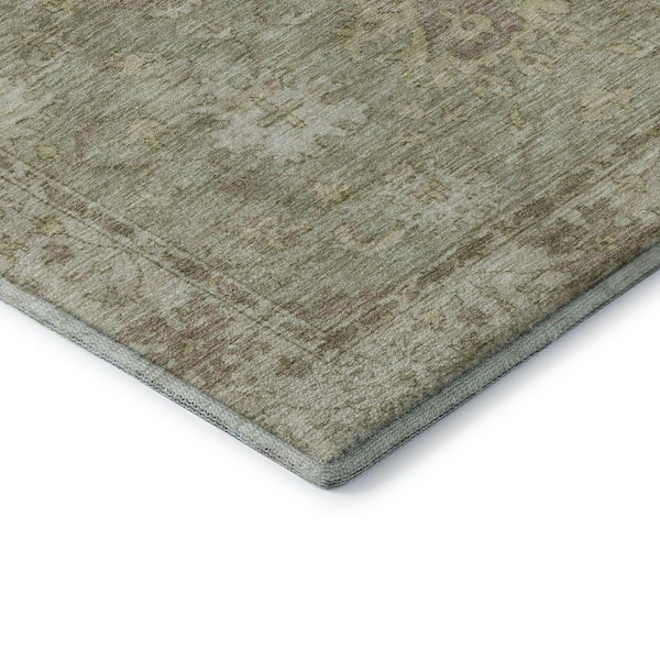 Mayfield Premium Machine Washable Abstract AMF2051 Sage 8 ft. x 10 ft. Area Rug