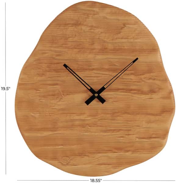 Litton Lane Brown Wood Wavy Wall Clock with Black Accents