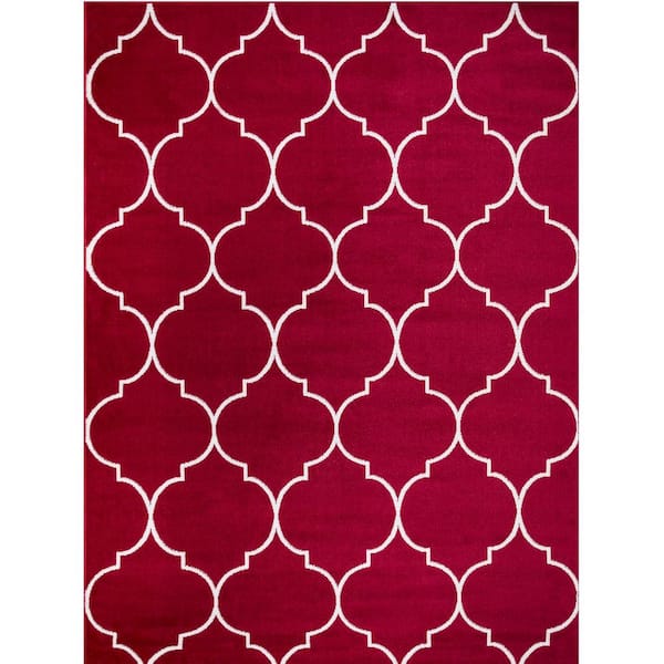 Concord Global Trading Jefferson Collection Morocco Trellis Red 8 ft. x 10 ft. Area Rug