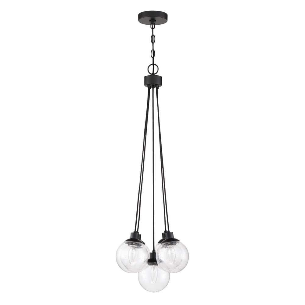 Flat Black Globe Cluster Pendant Light with Clear Glass Shades