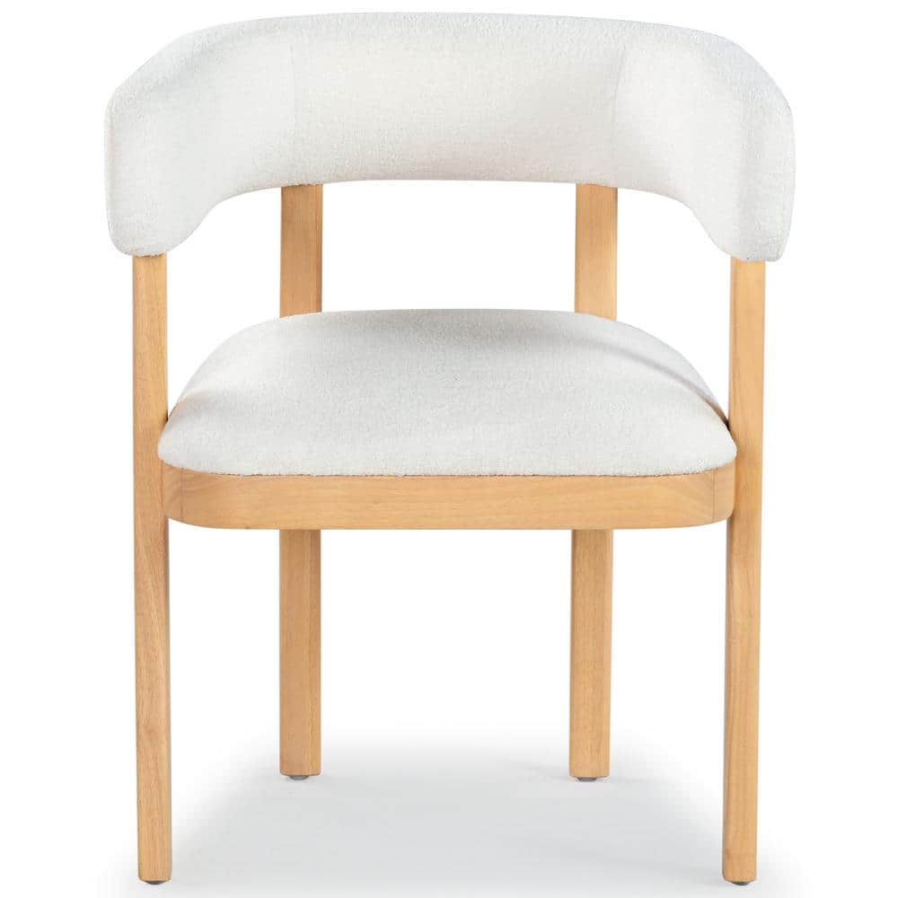 Beige Boucle Upholstered Armchair with Beechwood Frame