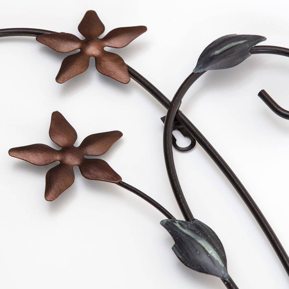 Chemilla Floral Copper and Black Iron Wall Art, 11" x 30"