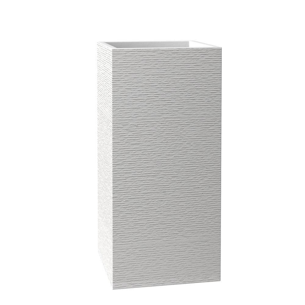 "Bloom Square 14"" Wide Planter Pot in Fiberstone Modern Garden Flower Plant Box for Indoor/Outdoor in White, 28 in. Tall" price history on PriceWatchPro