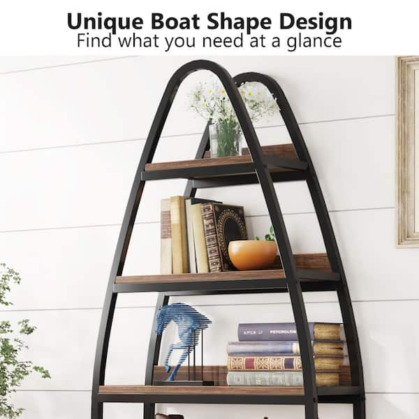 Tribesigns Charles 29.5 in. Wide Wood Vintage Brown 5-Tier Etagere Bookcase  CT-U0073 - The Home Depot