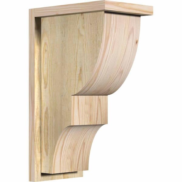 Ekena Millwork 8 in. x 12 in. x 20 in. Douglas Fir Ridgewood Rough Sawn Corbel with Backplate