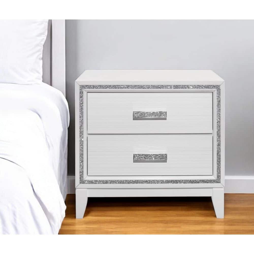 White 2 Drawer 27.56 in. Nightstand