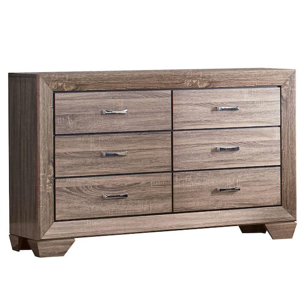 Benjara 59 in. Brown 6-Drawer Wooden Dresser Without Mirror
