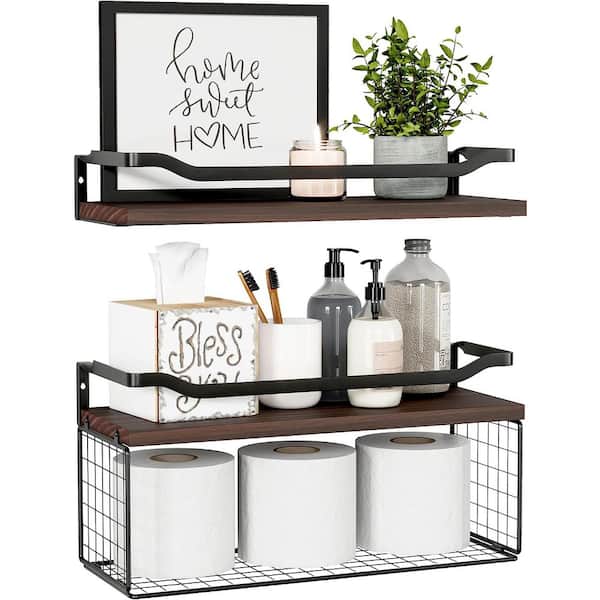 Cubilan 6 in. W x 15.7 in. D x 5.3 in. H Dark Brown Decorative Wall Shelf, Floating Shelves