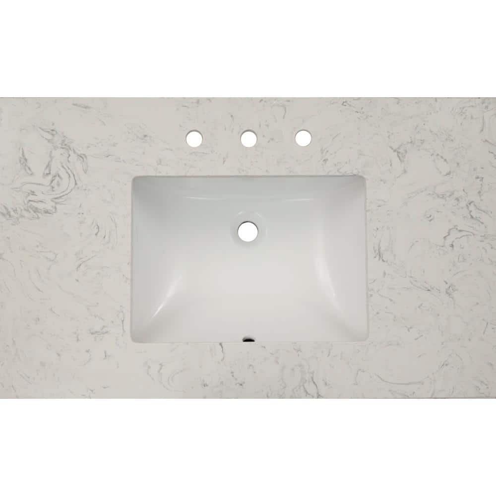 37 in. White Carrara Sky Marble Vanity Top with Undermount Sink