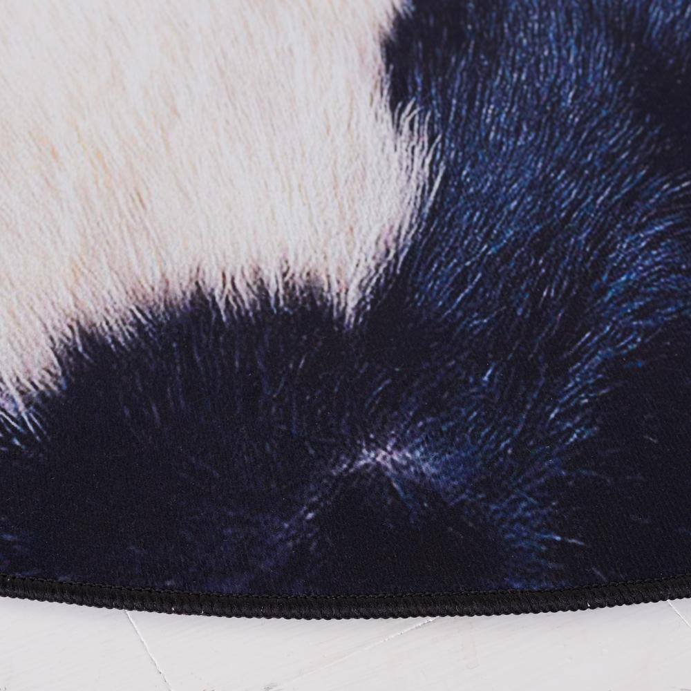 Ivory Faux Fur 6' Round Washable Area Rug with Non-slip Backing