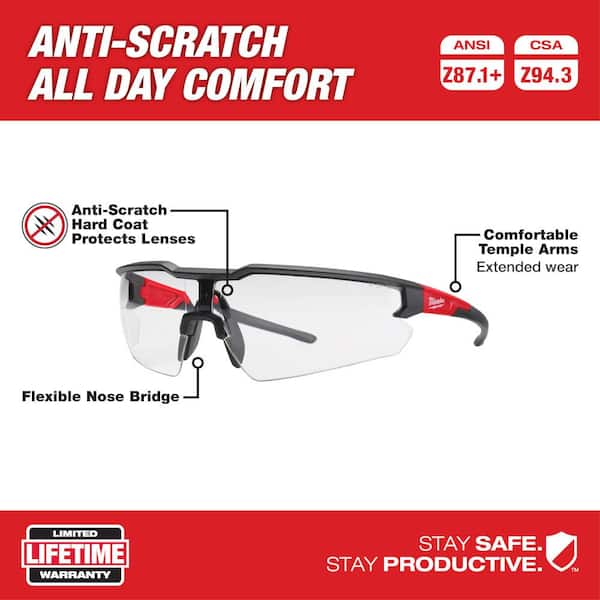 Clear and Tinted Safety Glasses with Anti-Scratch Lenses (2-Pack)