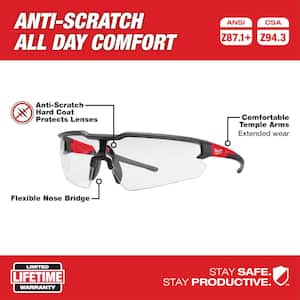 Clear Safety Glasses Anti-Scratch Lenses and Red Disposable Earplugs (100-Pack) with 32 dB Noise Reduction Rating